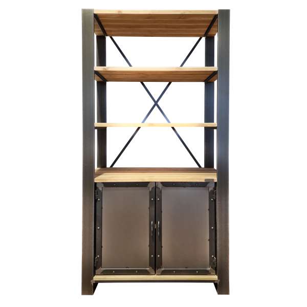 ISOLA LOFT – offenes Bücherregal XH-2D-P aus Massivholz und Stahl im Industriedesign