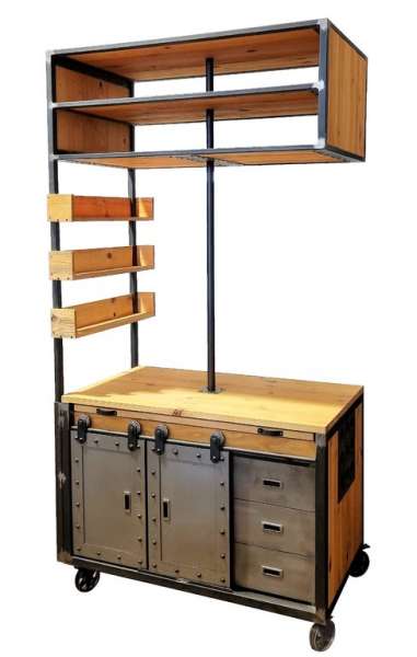 ISOLA LOFT - Kücheninsel aus Massivholz und Stahl im Industriedesign