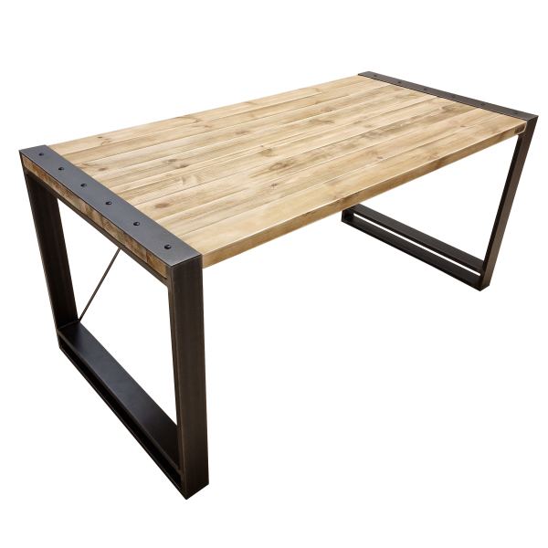 ISOLA LOFT - freistehender Schreibtisch B aus Massivholz und Stahl im Industriedesign